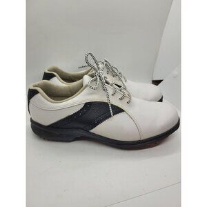 Womens FootJoy GreenJoys Golf Shoes White Black 9.5M Synthetic Cleets Preppy